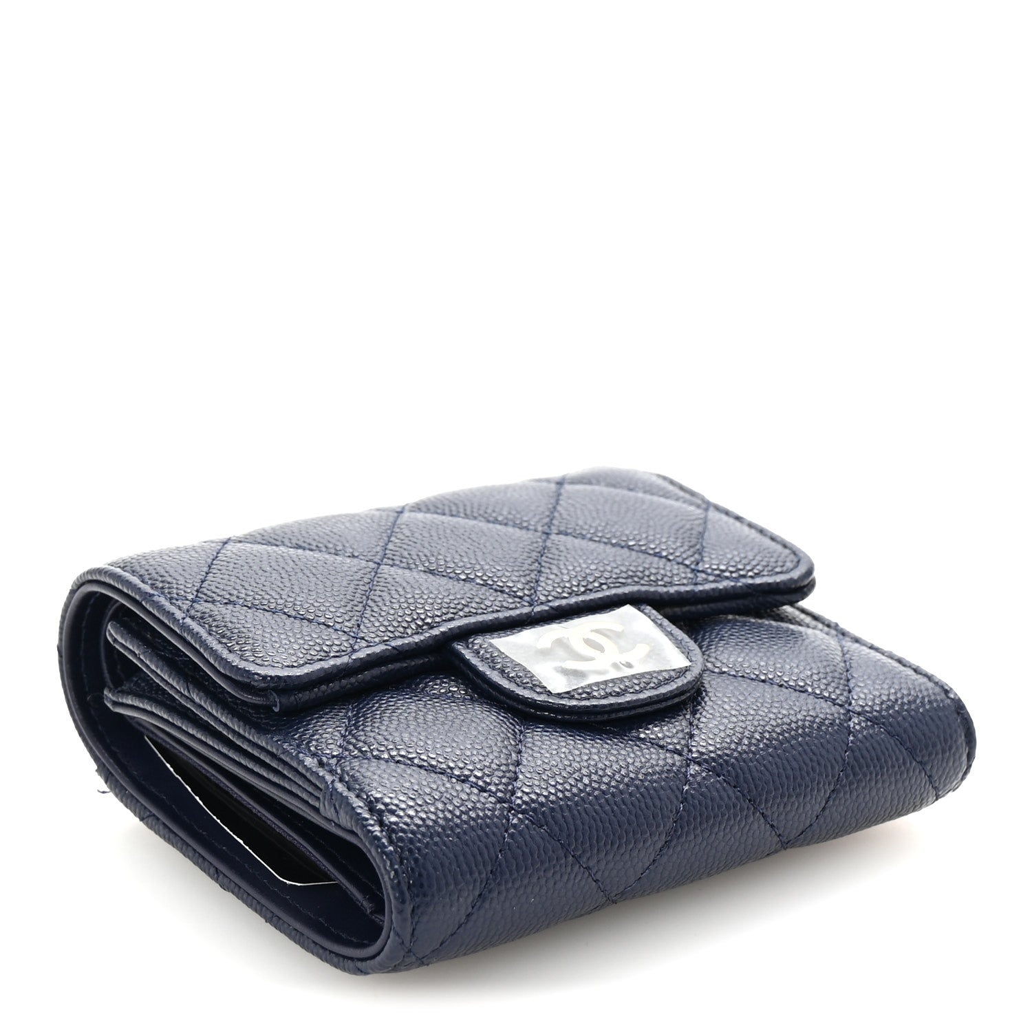 Chanel Caviar Quilted Compact Flap Wallet Navy 4 of 9