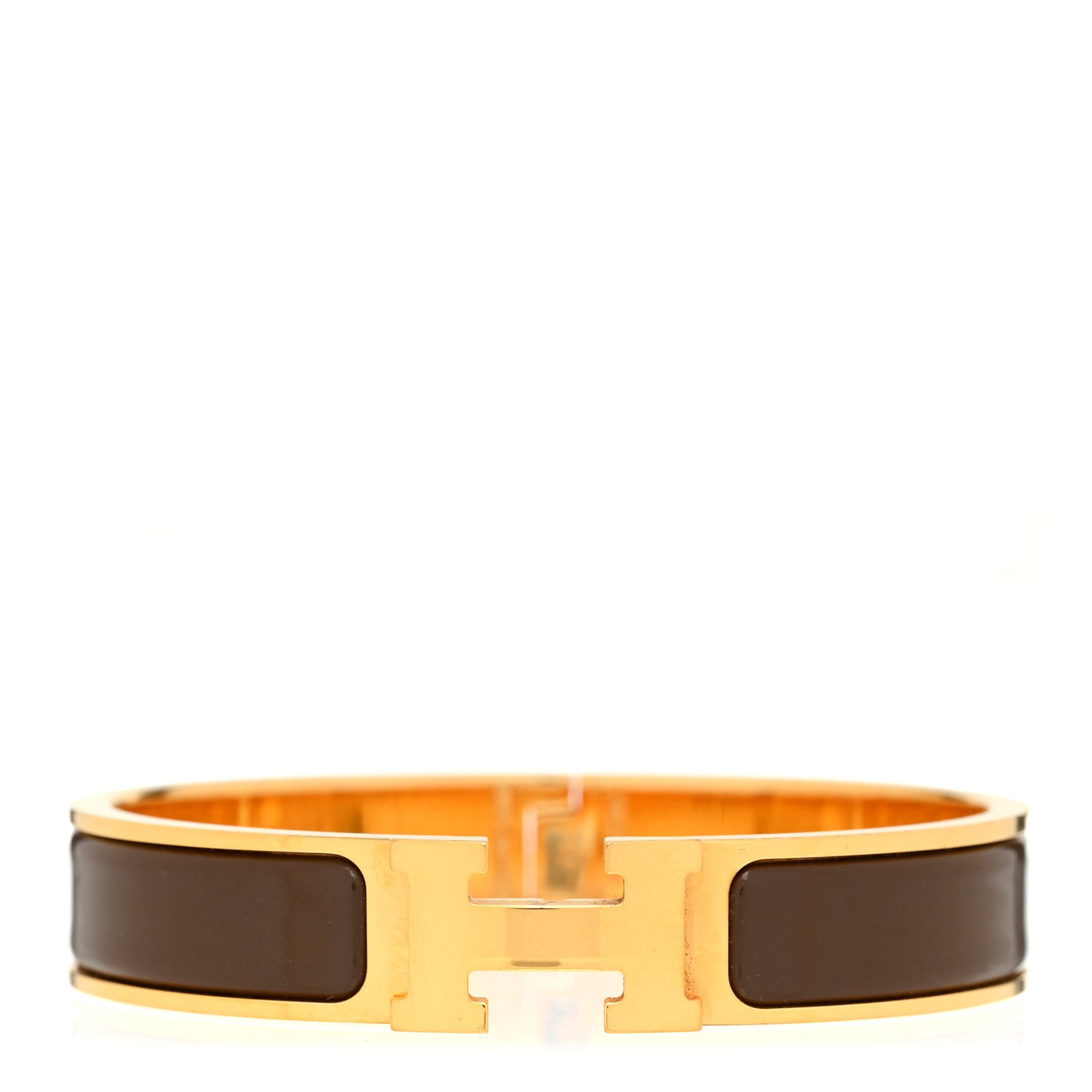 Enamel Narrow Clic Clac H Bracelet GM Moka