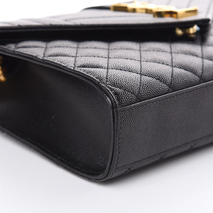 Saint Laurent Grain De Poudre Textured Mixed Matelasse Triquilt Medium Monogram Satchel Black 8 of 9