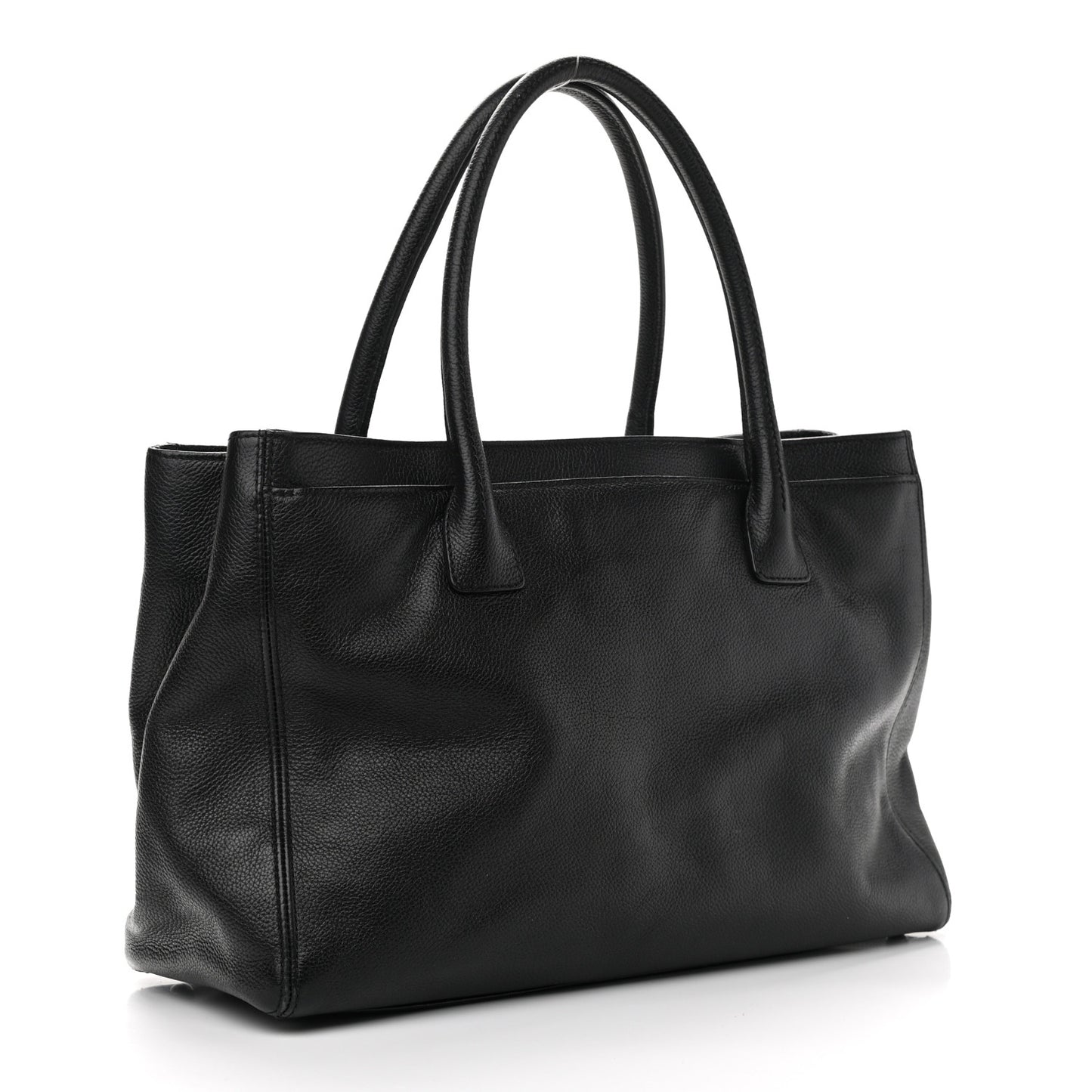 Calfskin Mademoiselle Lock Cerf Shopper Tote Black