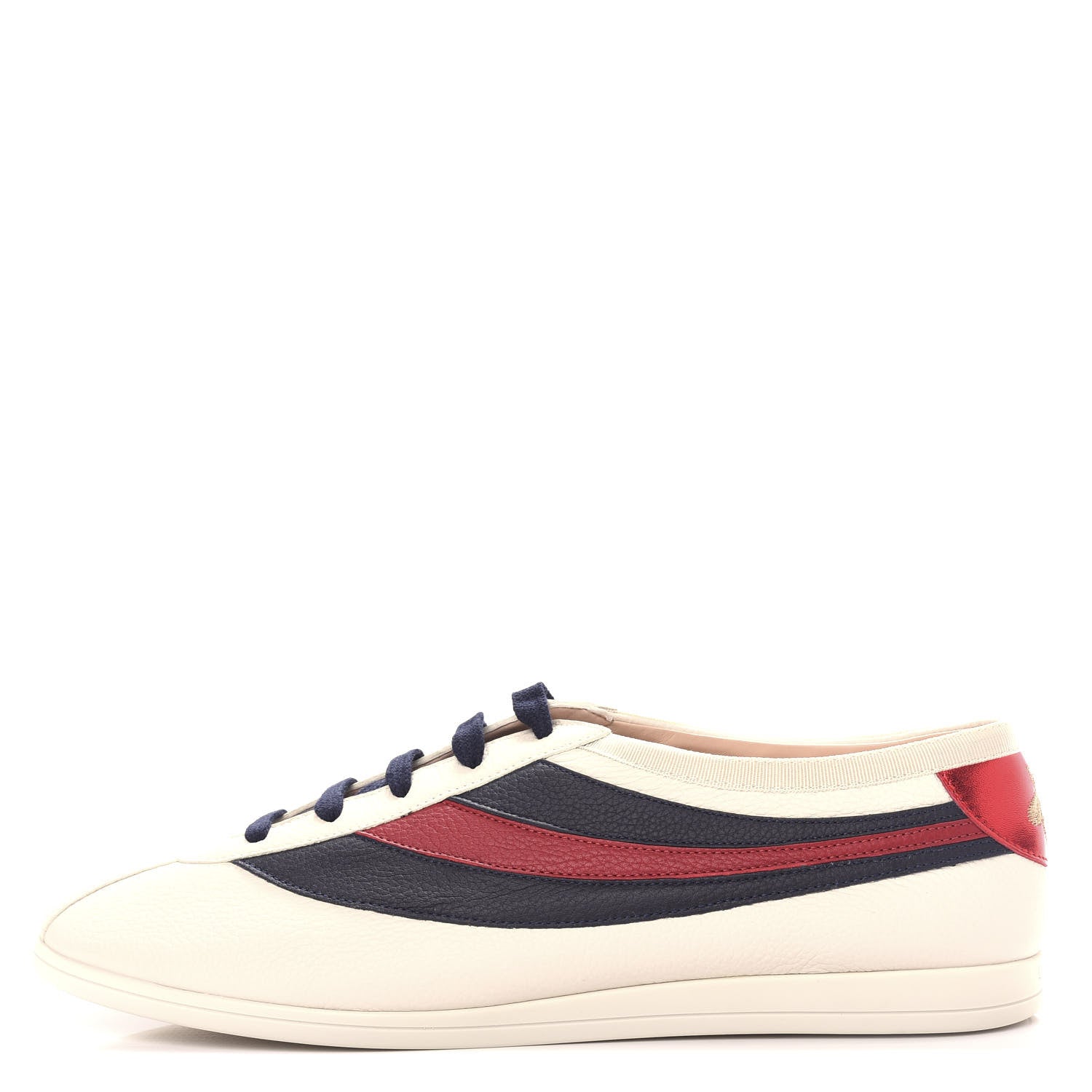 Gucci Calfskin Mens Web Falacer Sneakers 10.5 White Blue 1 of 12