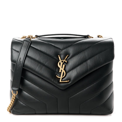 Saint Laurent Calfskin Y Quilted Monogram Small Loulou Chain Satchel Black 1 of 11