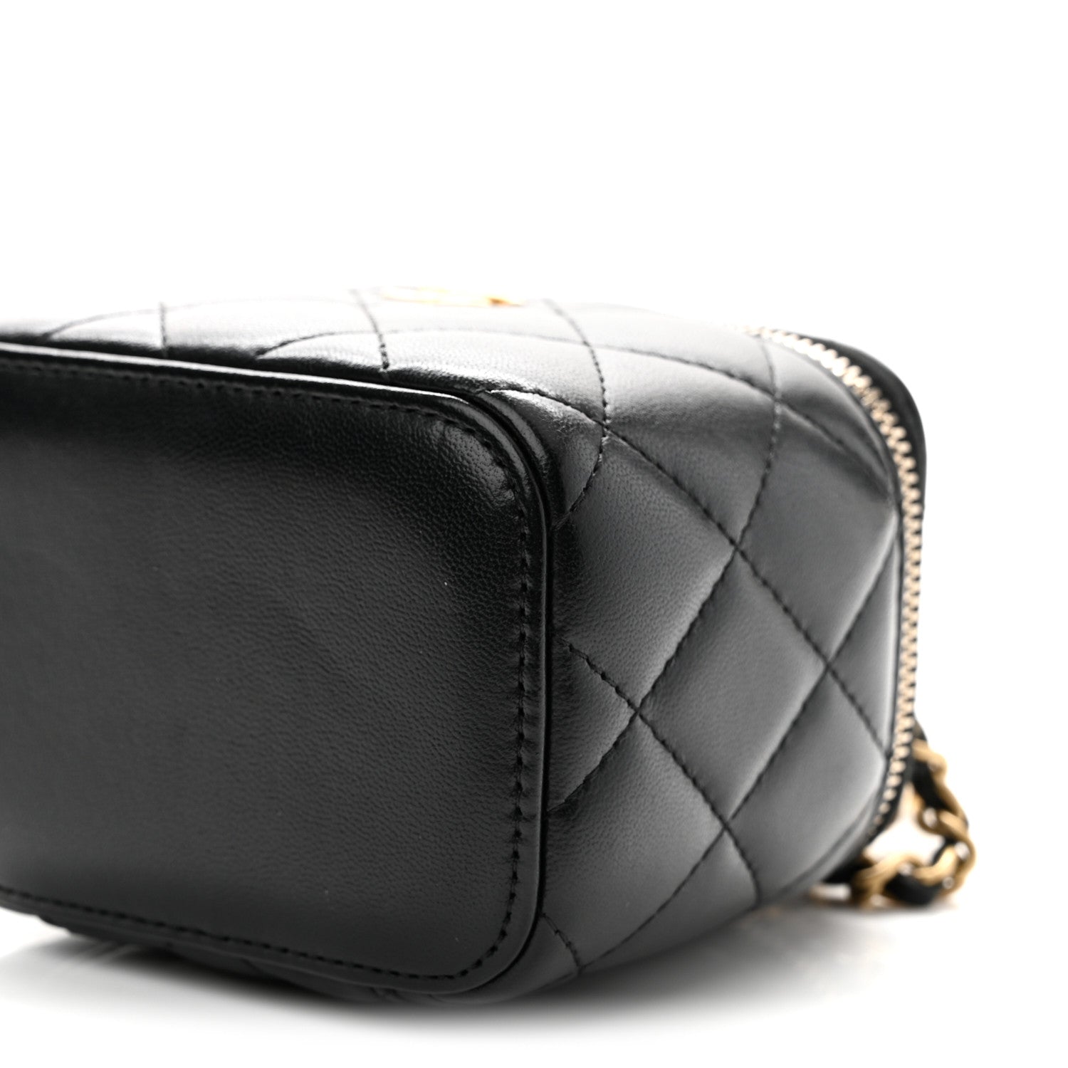 Chanel Lambskin Quilted Mini Pearl Crush Vanity Case With Chain Black 10 of 10