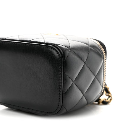 Chanel Lambskin Quilted Mini Pearl Crush Vanity Case With Chain Black 10 of 10