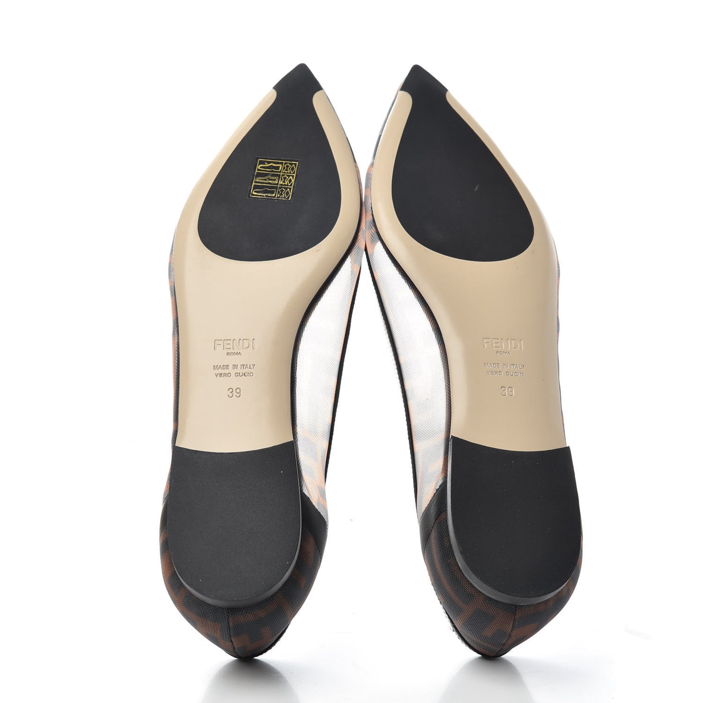 Mesh FF Skimmer Ballerina Flats 39 Tobacco Moro Black