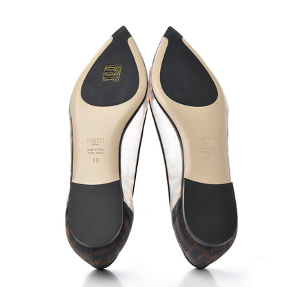 Fendi Mesh FF Skimmer Ballerina Flats 39 Tobacco Moro Black 6 of 10