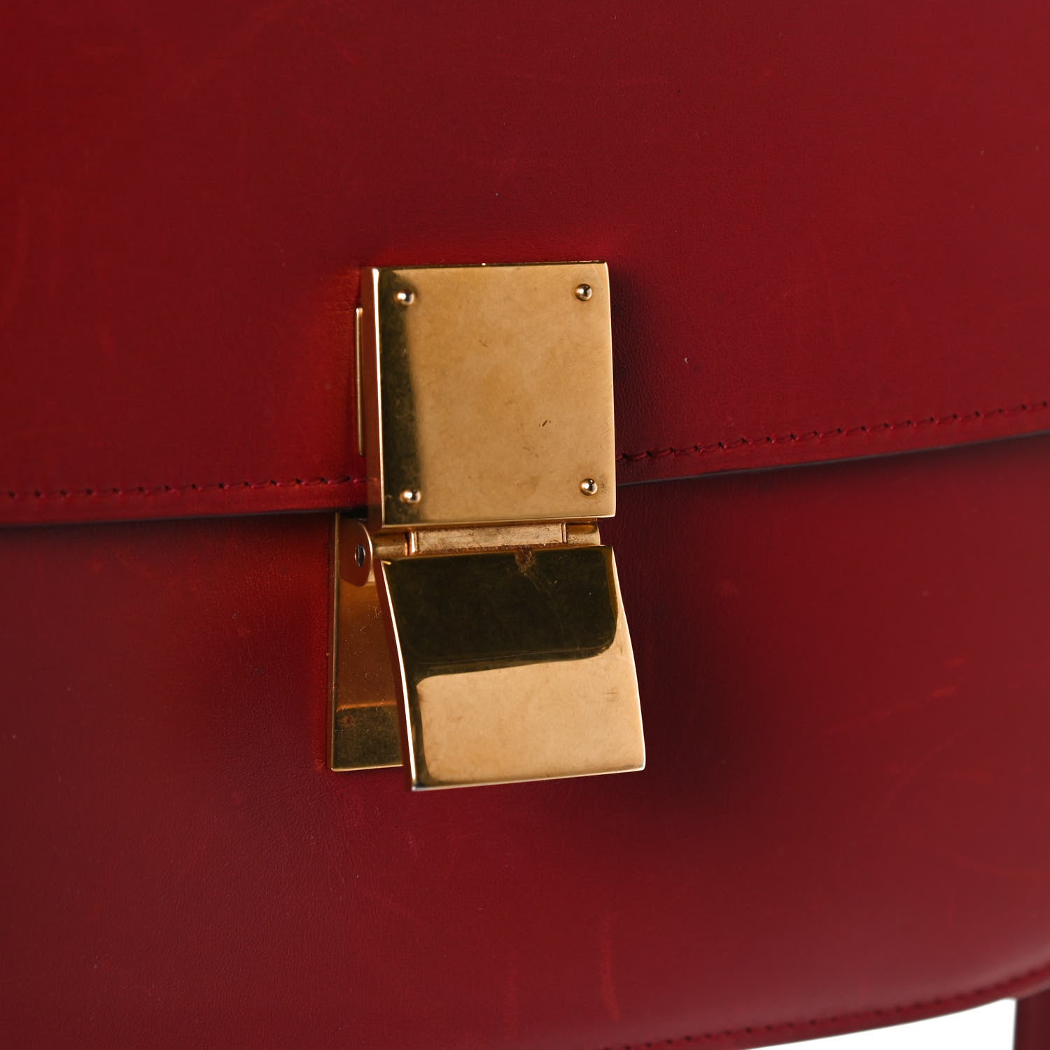 Celine Box Calfskin Medium Classic Box Flap Bag Red 14 of 17