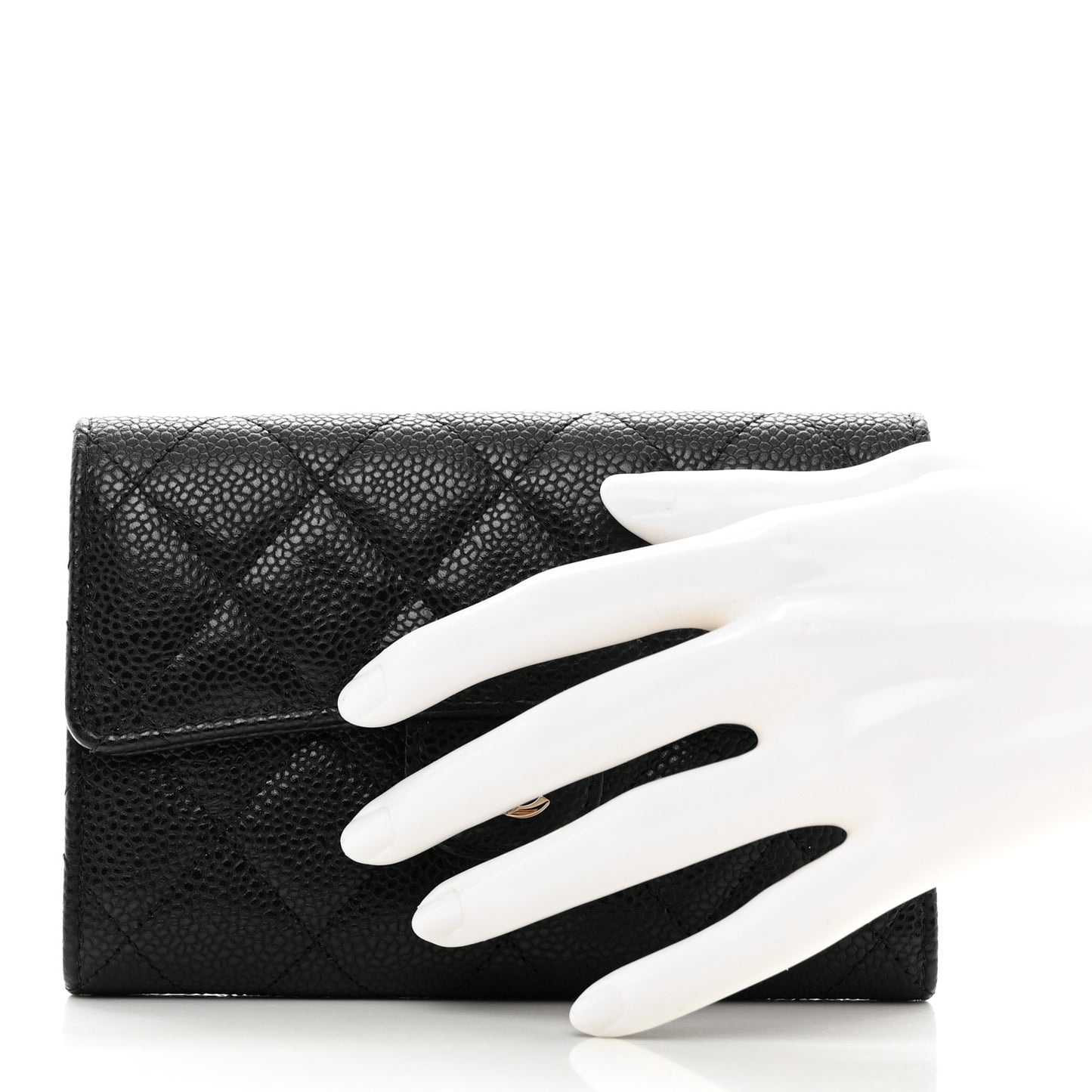 Caviar Quilted Medium Flap Wallet Black