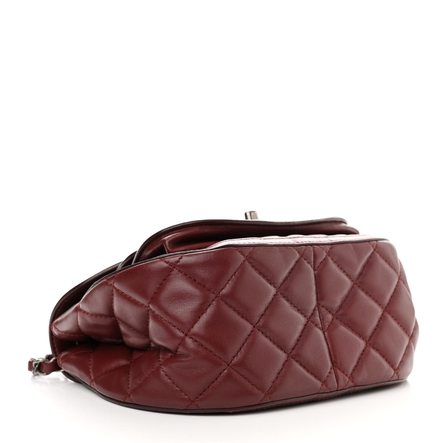 Lambskin Quilted Saddle Bag Dark Red