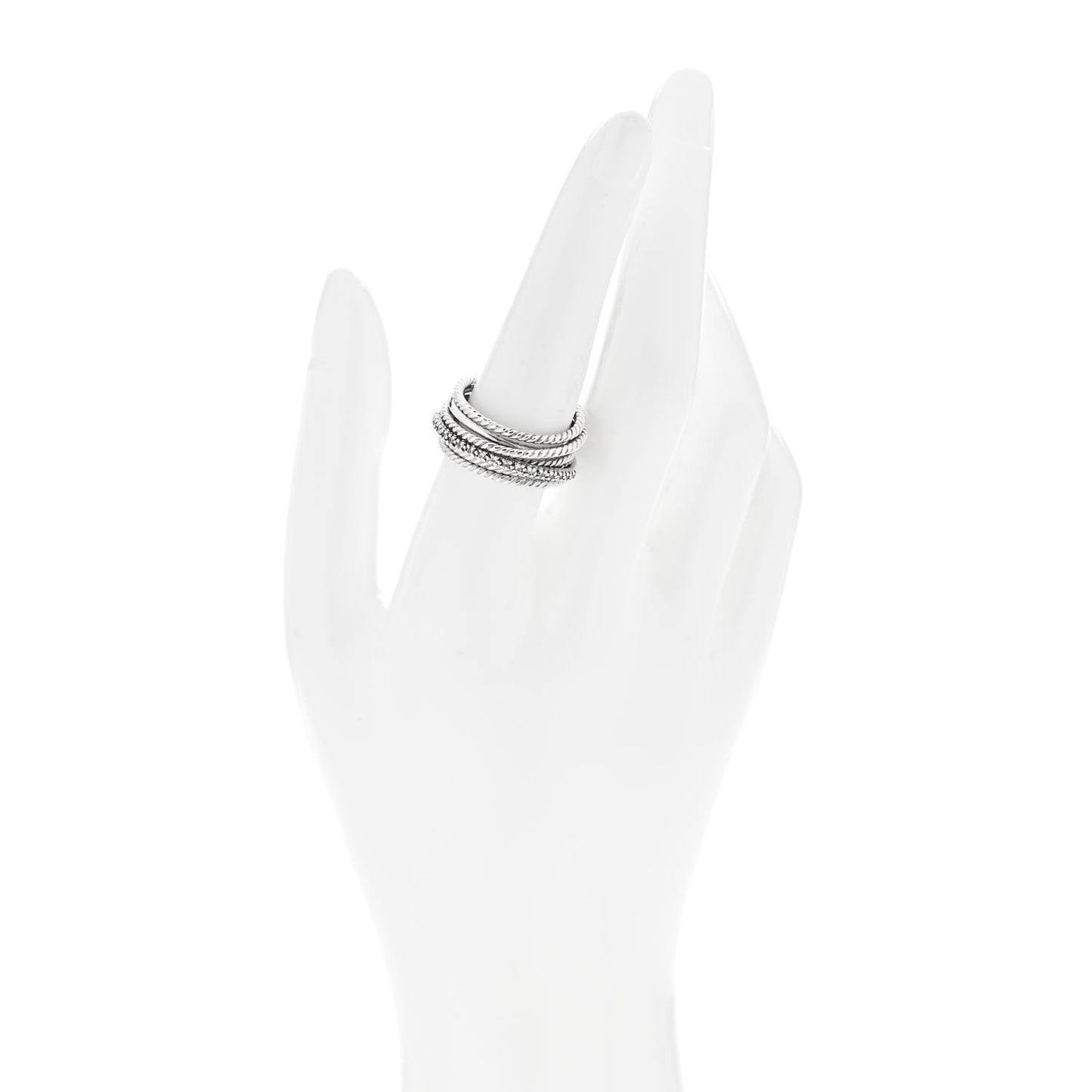 Sterling Silver Diamond 11mm Wide Crossover Cable Ring 57 8