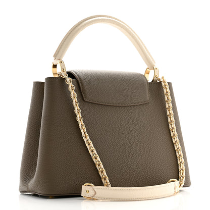 Louis Vuitton Taurillon Capucines MM Smokey Brown Green Creme Pink 3 of 9