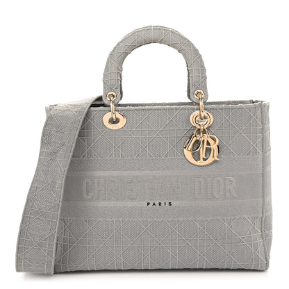 Christian Dior Canvas Embroidered Cannage Lady D-Lite Gray 1 of 11