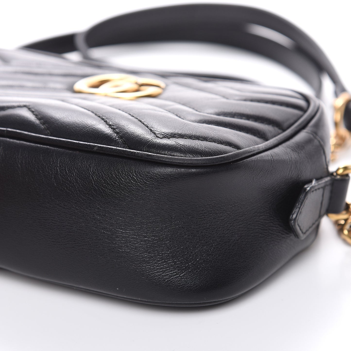 Calfskin Matelasse Mini GG Marmont Chain Shoulder Bag Black