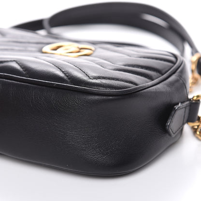 Gucci Calfskin Matelasse Mini GG Marmont Chain Shoulder Bag Black 9 of 13