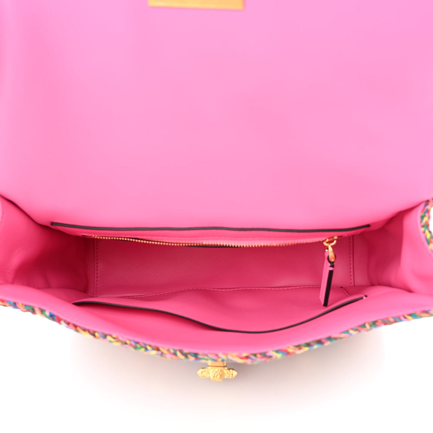 Wool Woven Large Roman Stud Shoulder Bag Multicolor Feminine Pink