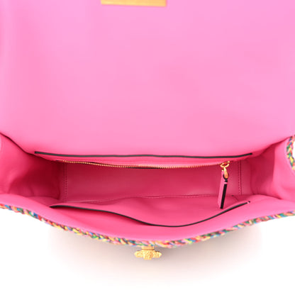 Valentino Garavani Wool Woven Large Roman Stud Shoulder Bag Multicolor Feminine Pink 5 of 9
