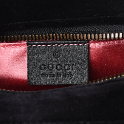Gucci Velvet Matelasse Deer Embroidered Small GG Marmont Chain Shoulder Bag Black 5 of 10