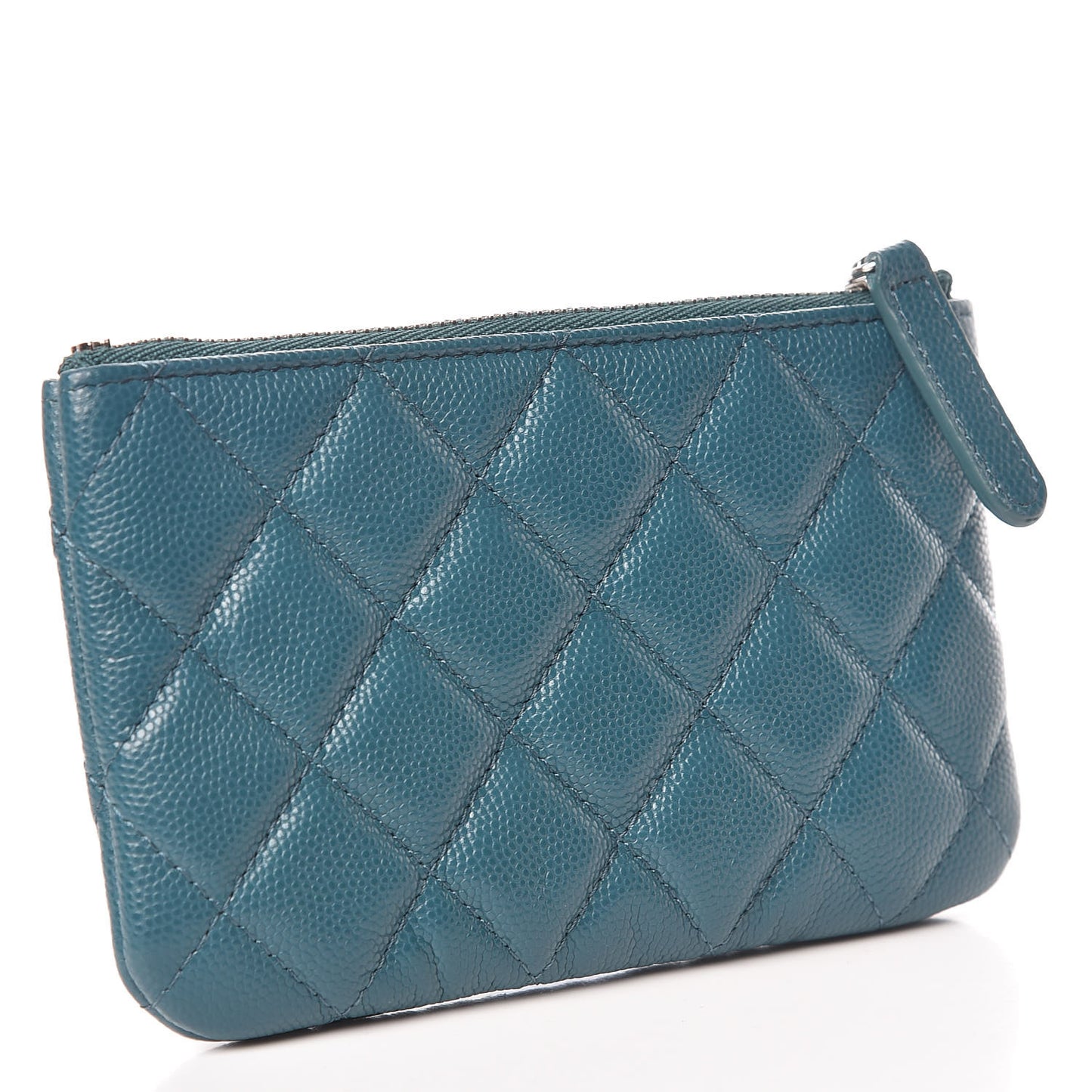 Caviar Quilted Small Cosmetic Case Dark Turquoise