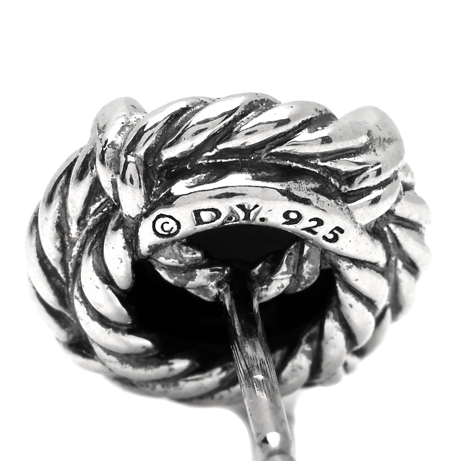David Yurman Sterling Silver Black Onyx 8mm Chatelaine Earrings 4 of 4