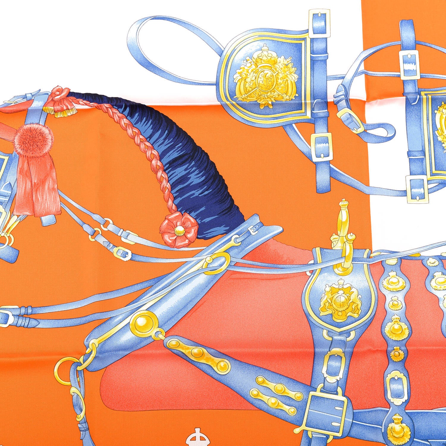 Hermes Silk Harnais De Cour Scarf 90 Orange 4 of 7