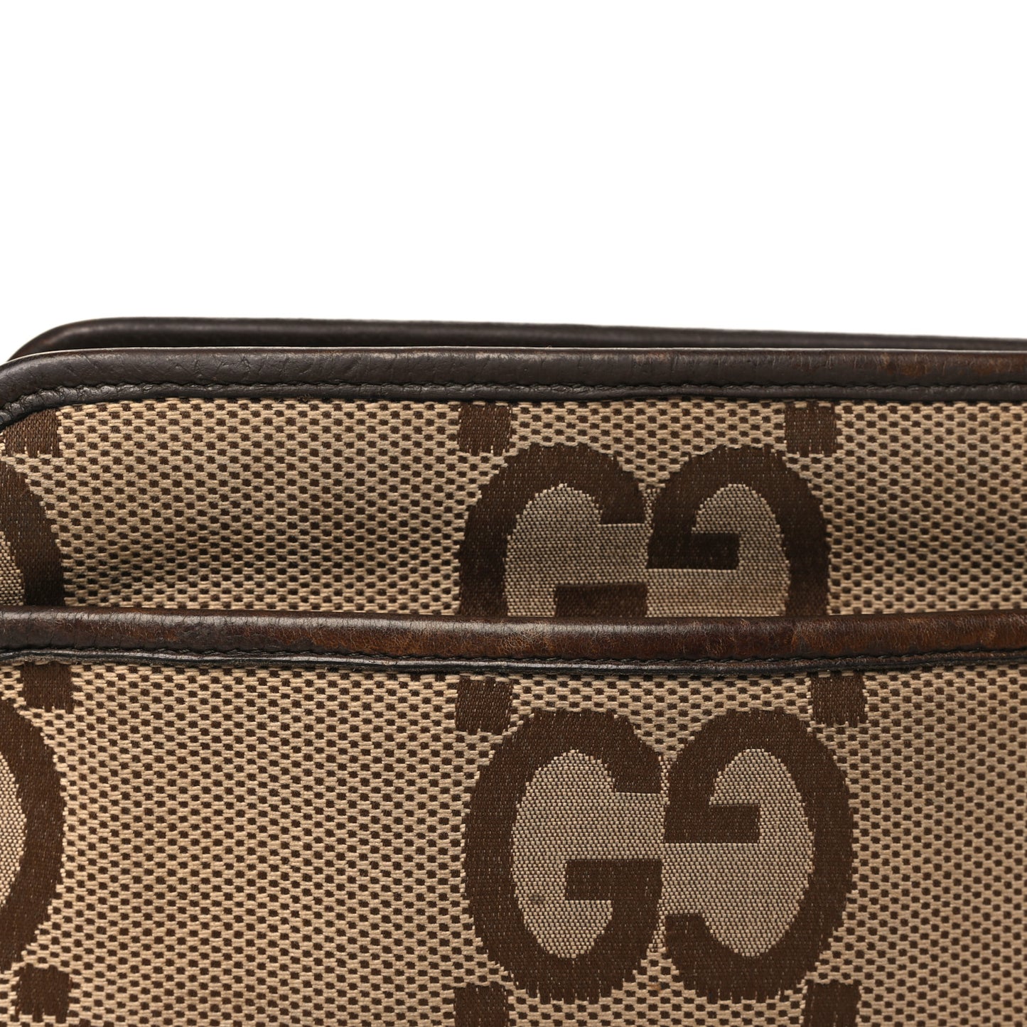 Monogram Jumbo GG Textured Dollar Calfskin Web Mini Crossbody Bag Camel Ebony New Acero