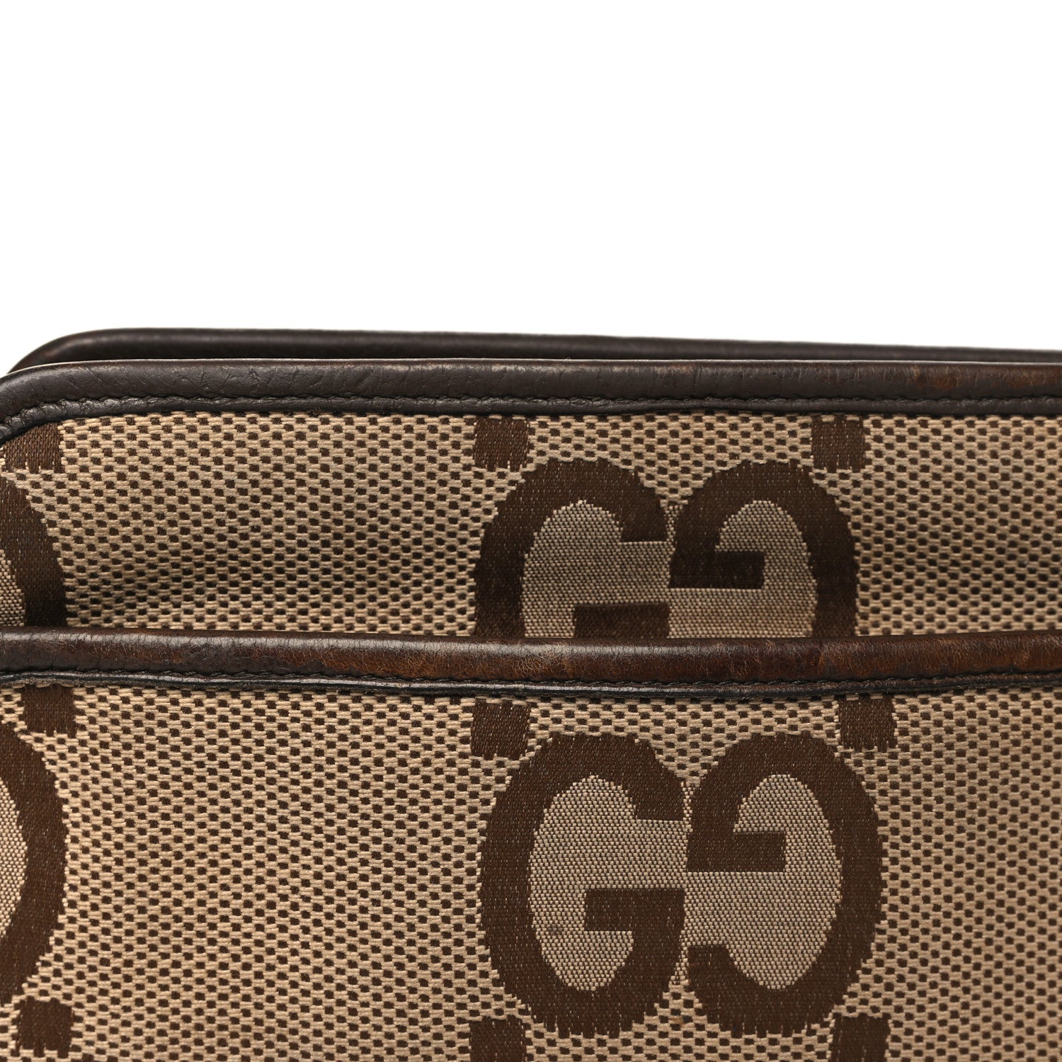 Gucci Monogram Jumbo GG Textured Dollar Calfskin Web Mini Crossbody Bag Camel Ebony New Acero 13 of 13
