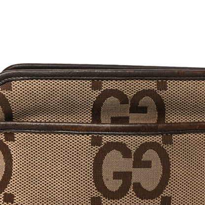 Gucci Monogram Jumbo GG Textured Dollar Calfskin Web Mini Crossbody Bag Camel Ebony New Acero 13 of 13
