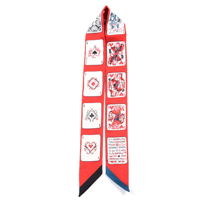 Hermes Silk Jeu de Cartes Twilly Rouge Black Ardoise 2 of 5