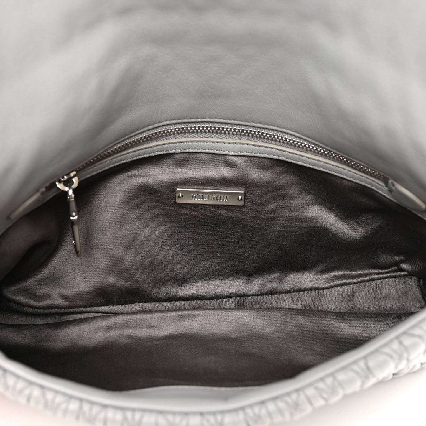 Nappa Matelasse Crystal Flap Clutch Grey