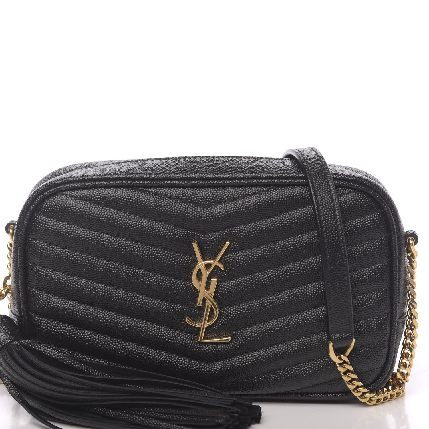 Saint Laurent Grain De Poudre Matelasse Monogram Mini Lou Camera Bag Black 10 of 11