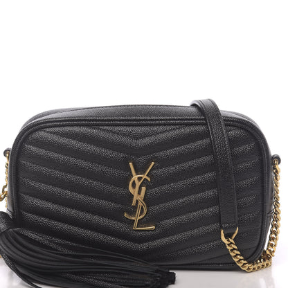 Saint Laurent Grain De Poudre Matelasse Monogram Mini Lou Camera Bag Black 10 of 11