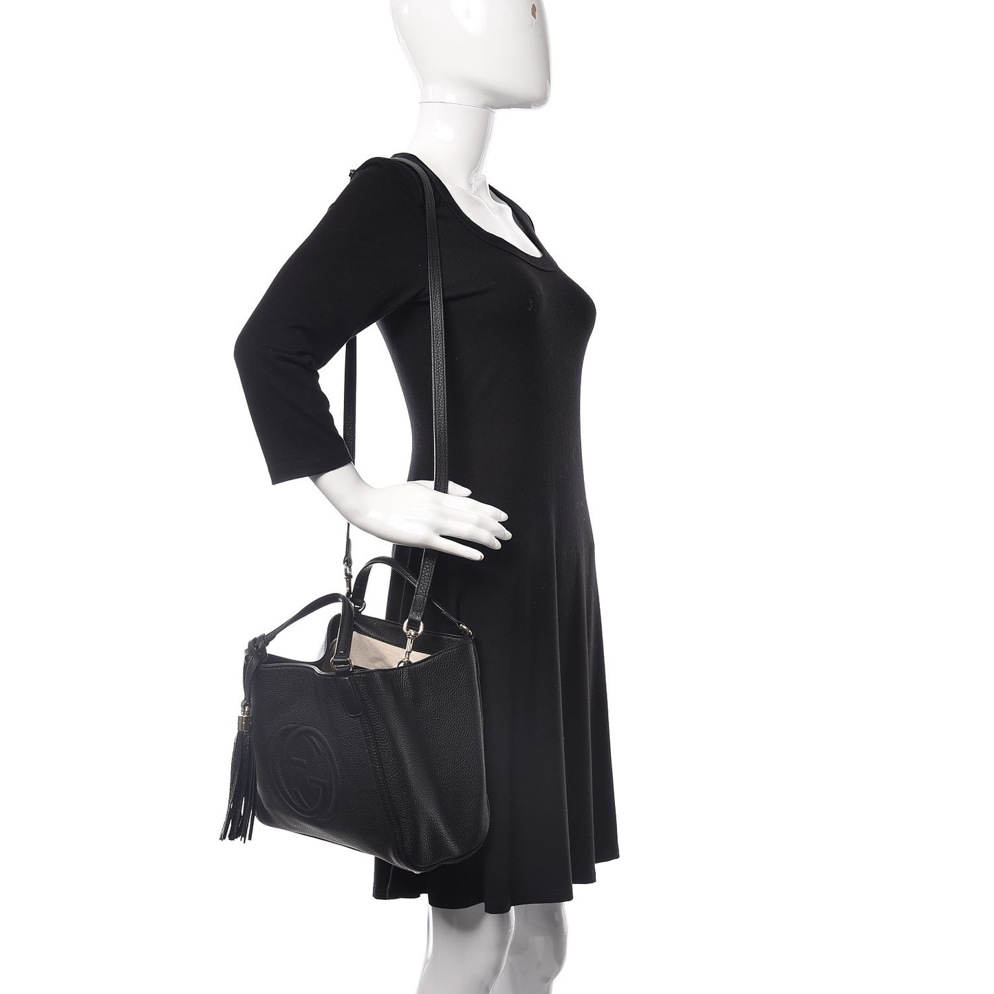Pebbled Calfskin Small Soho Shoulder Bag Black