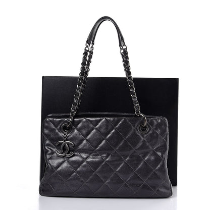 Chanel Iridescent Quilted Chic Caviar Shopping Tote Dark Silver 8 of 8