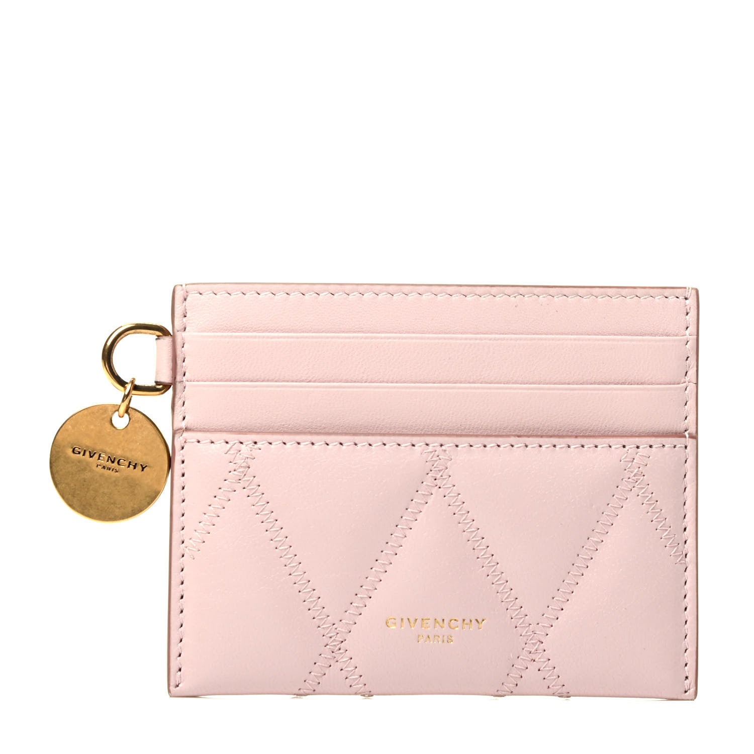 Givenchy Goatskin Diamond Quilted GV3 Card Holder Pink 1 of 4