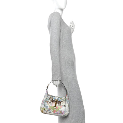Gucci New Shangai Calfskin Tiger Savanah Small Jackie 1961 Hobo Chalky White Multicolor 2 of 12