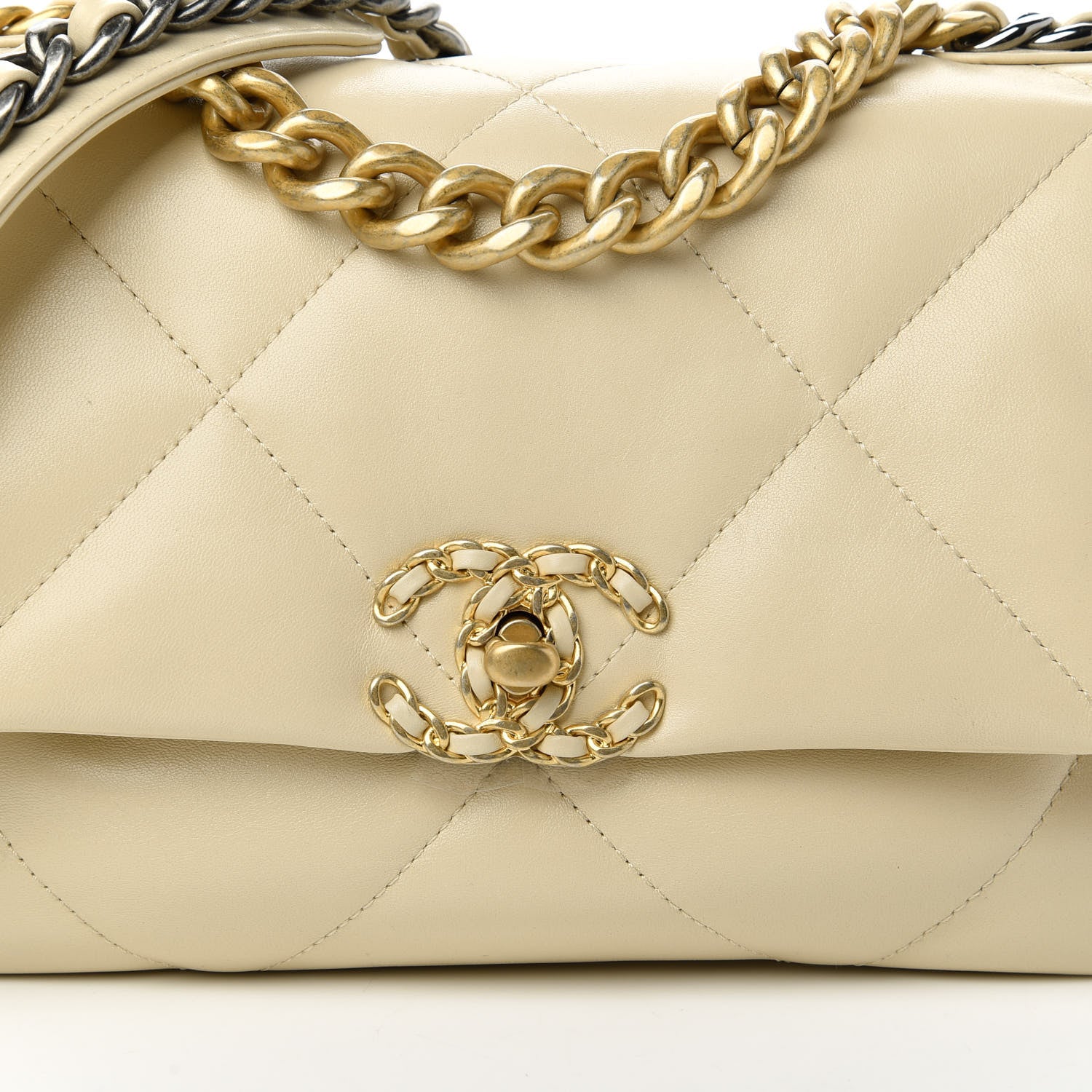 Chanel Lambskin Quilted Medium Chanel 19 Flap Light Beige 10 of 10