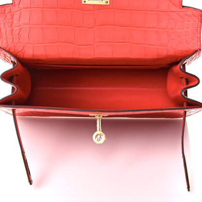 Hermes Matte Alligator Kelly Danse II Belt Bag Bougainvillea 7 of 13