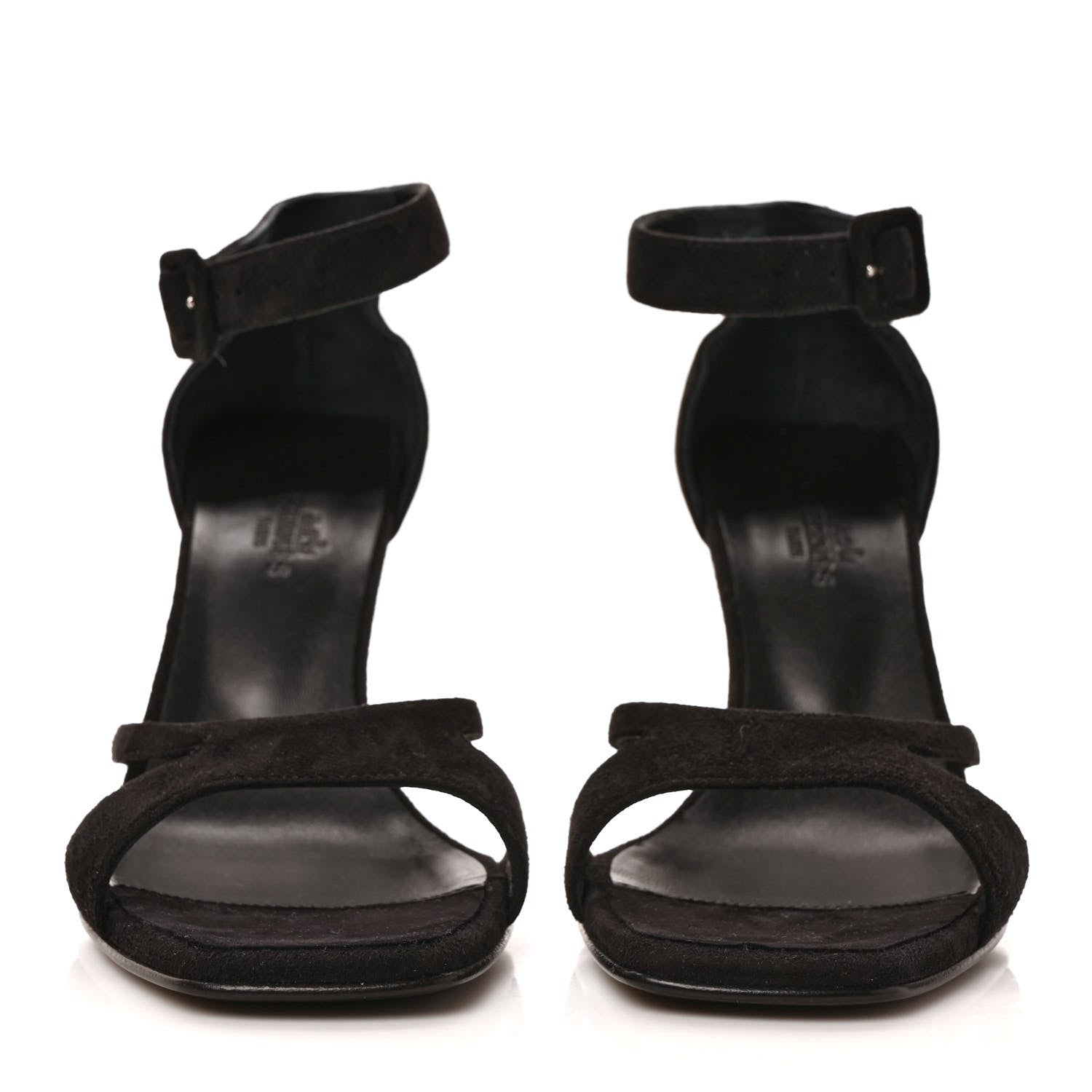 Hermes Suede Goatskin Gemma 95 Sandals 37.5 Black 2 of 5