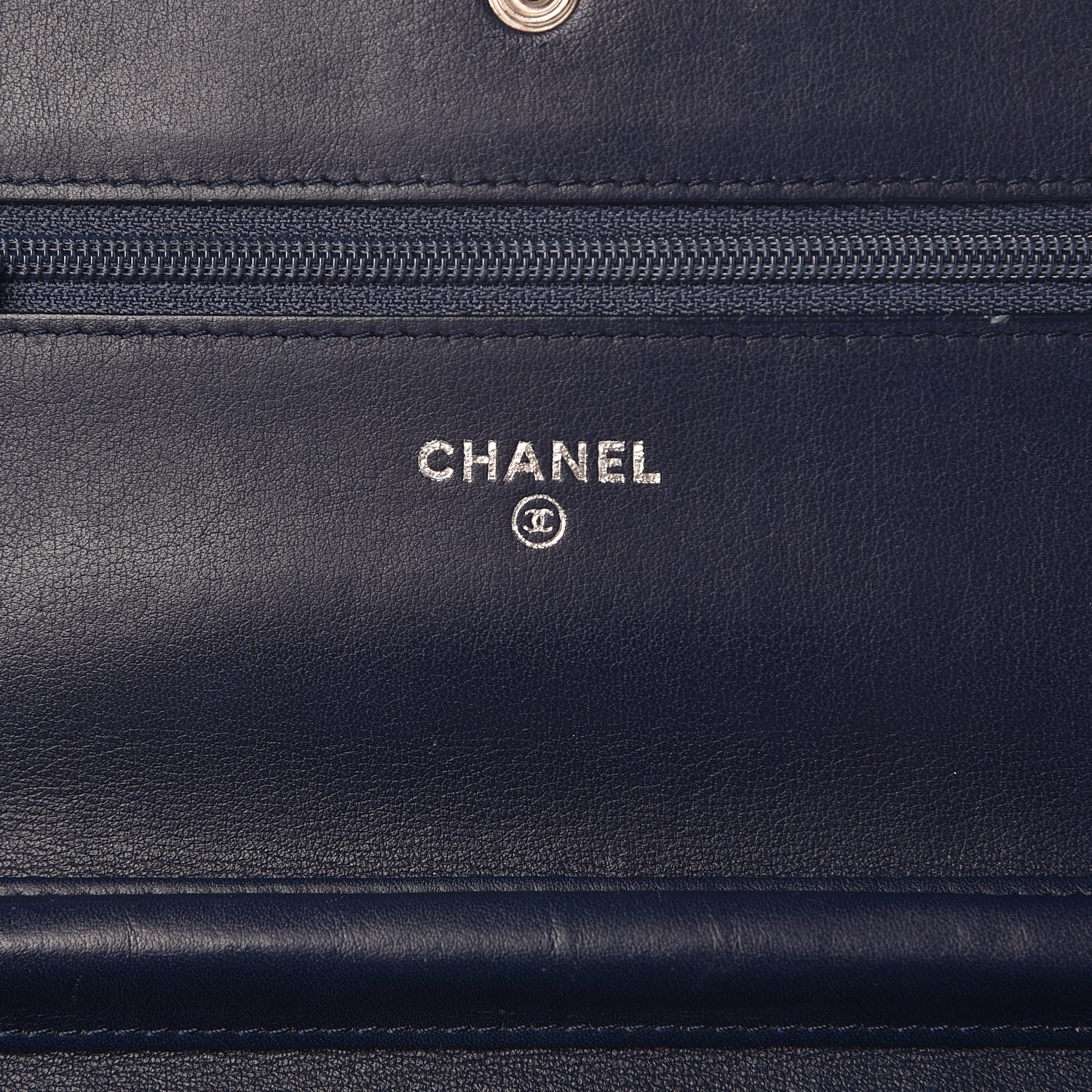 Chanel Caviar Timeless CC Wallet On Chain WOC Dark Blue 6 of 17