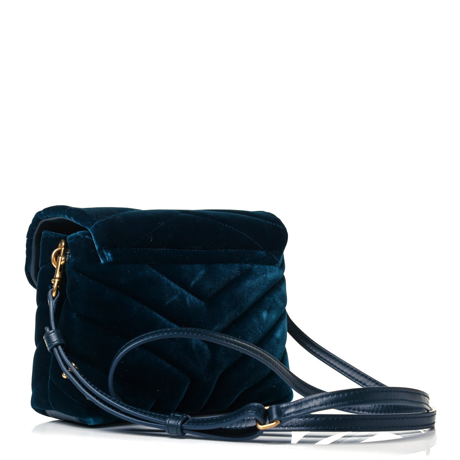 Saint Laurent Velvet Y Quilted Monogram Toy Loulou Crossbody Bag Dark Ottanio 3 of 9