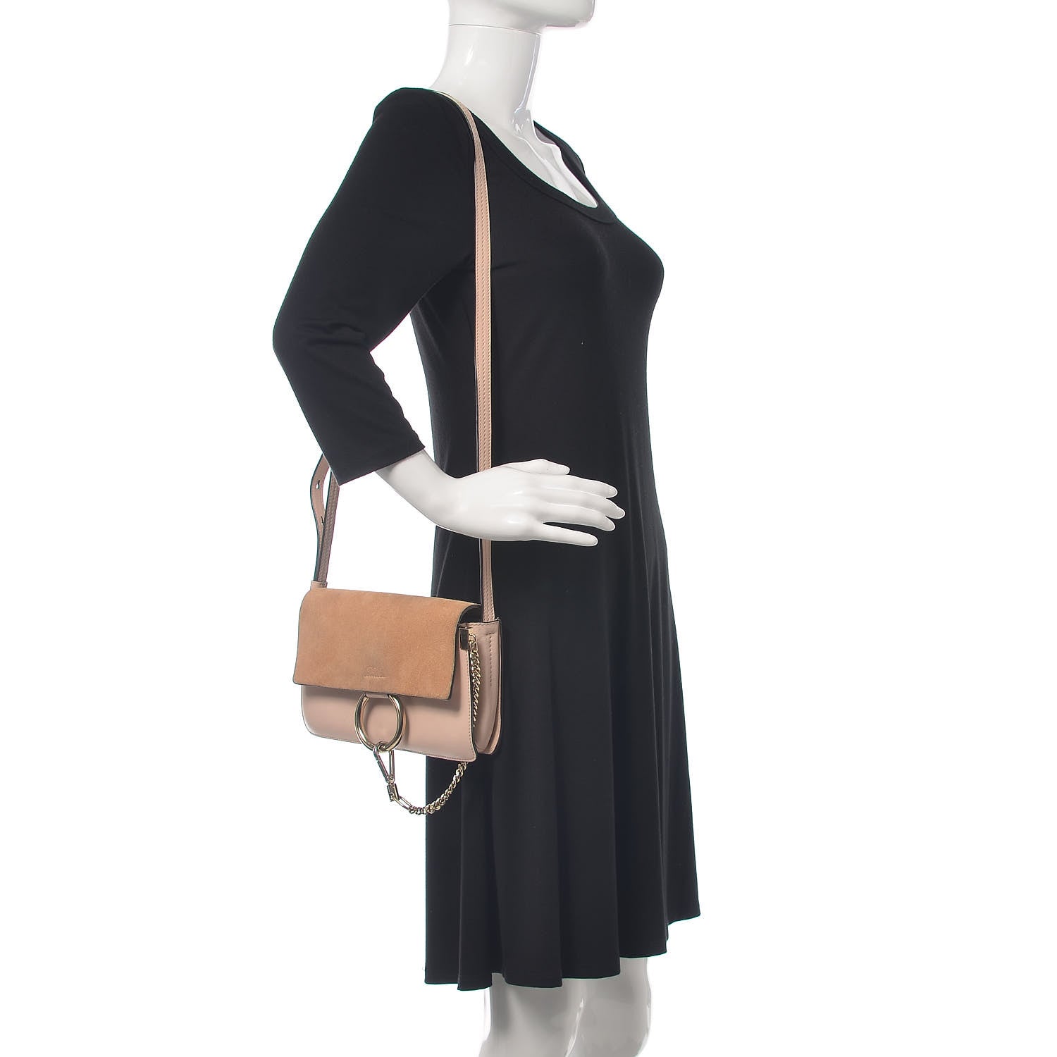 Chloe Suede Calfskin Small Faye Shoulder Bag Cement Pink 2 of 16