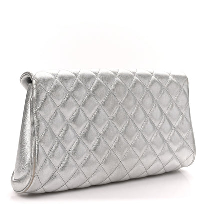 Chanel Metallic Calfskin Quilted Fold Up Again Clutch Silver 3 of 8