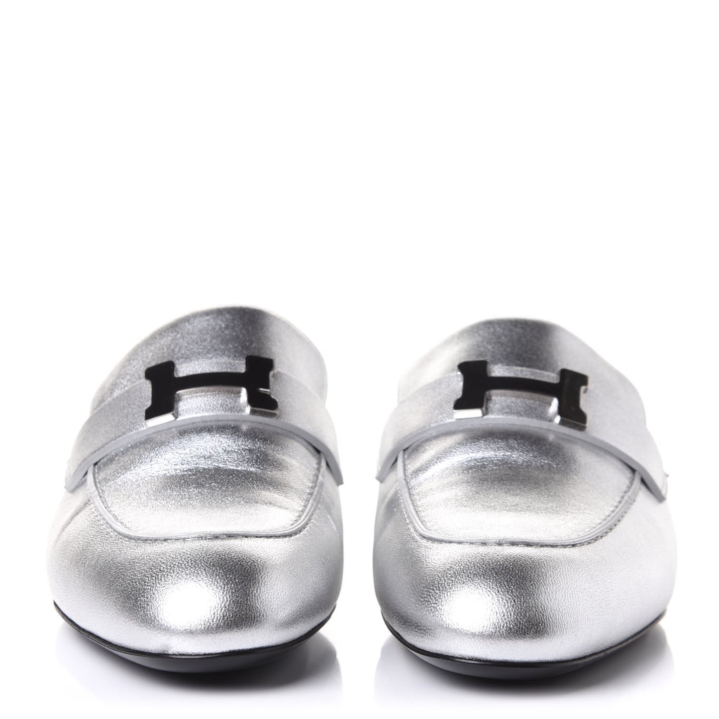 Metallic Nappa Trocadero Mule 38 Gris Argento