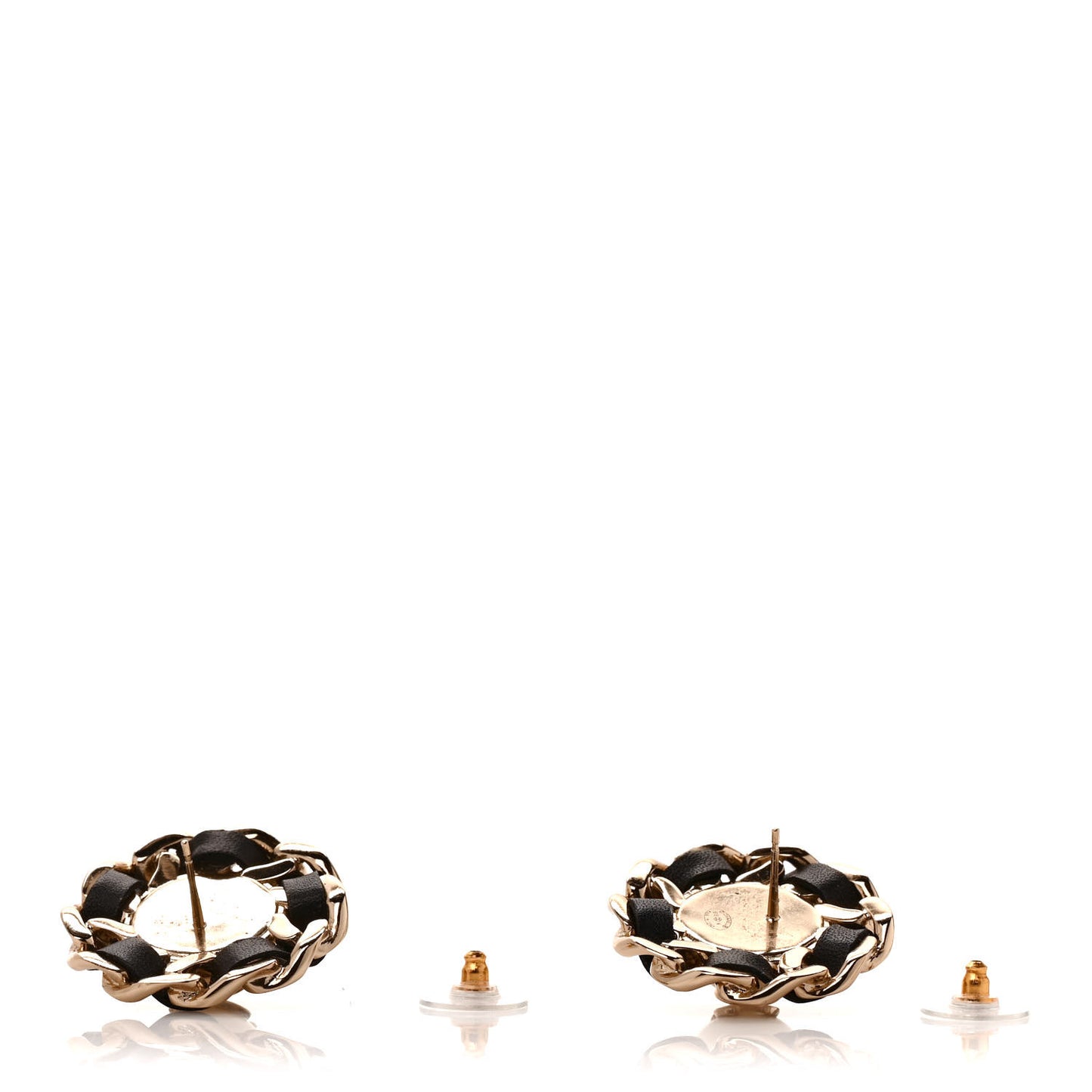 Pearl Lambskin Chain Around CC Earrings Gold