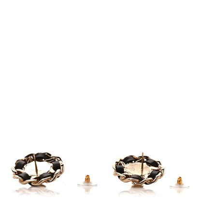 Chanel Pearl Lambskin Chain Around CC Earrings Gold 3 of 5