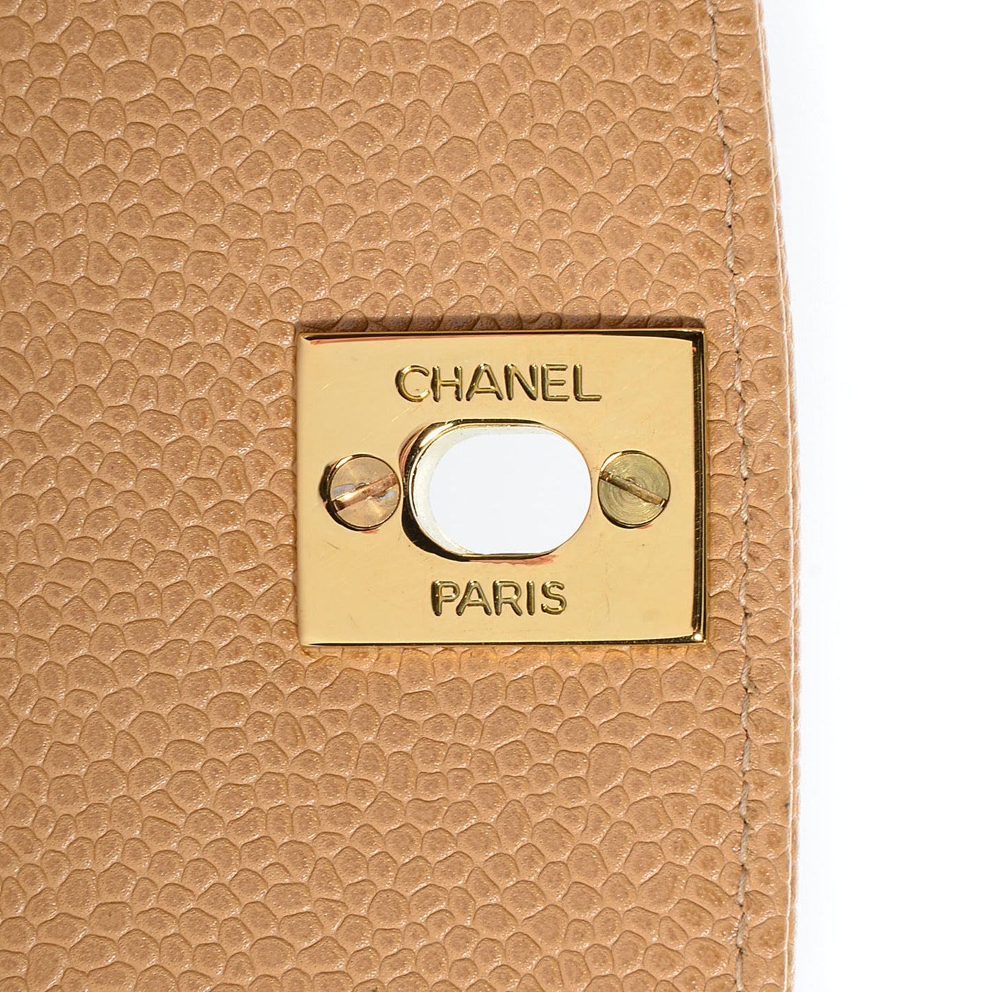 Caviar Quilted Medium Single Flap Beige