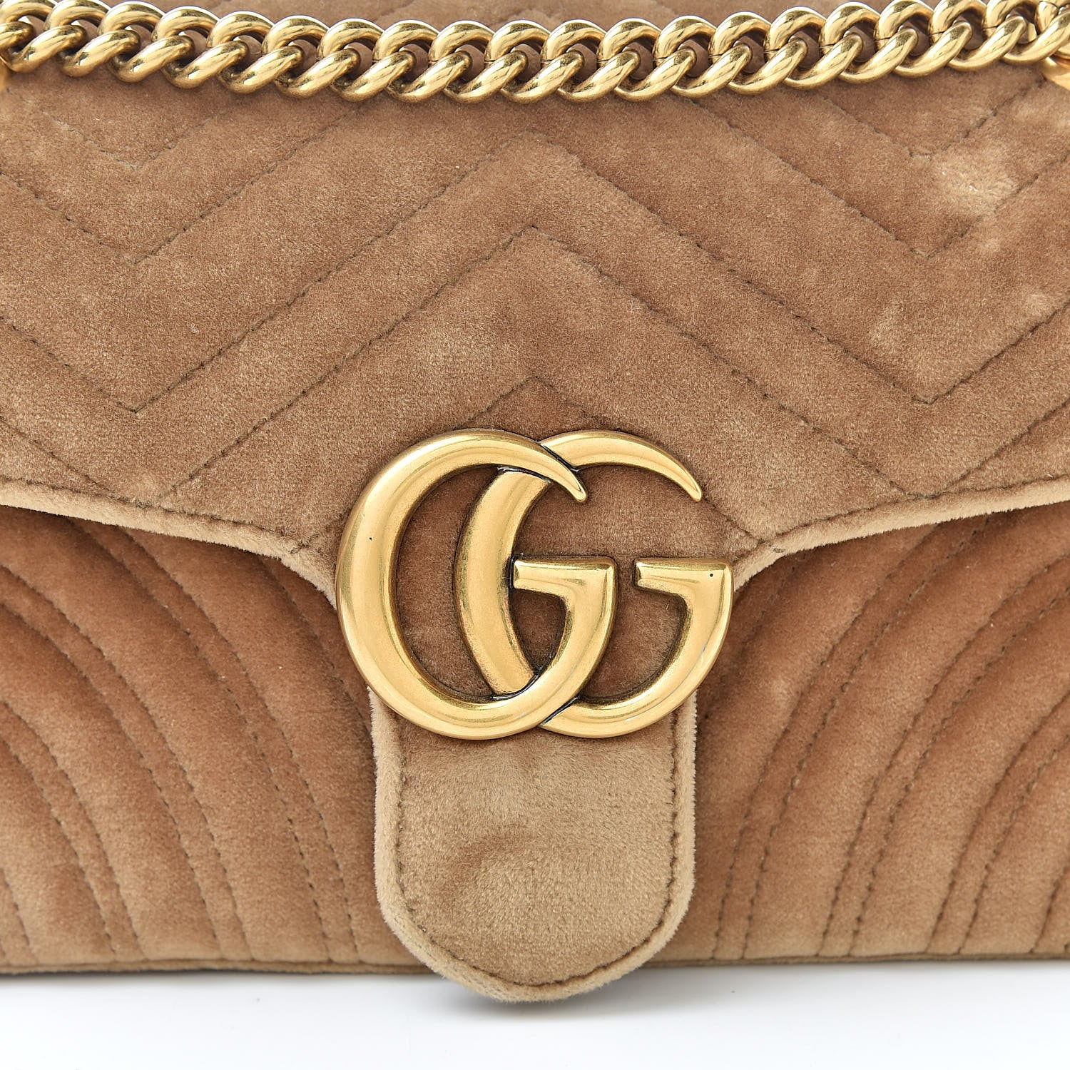 Gucci Velvet Matelasse Small GG Marmont Shoulder Bag Taupe 8 of 12