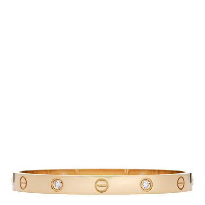 Cartier 18K Yellow Gold 4 Diamond LOVE Bracelet 17 1 of 10