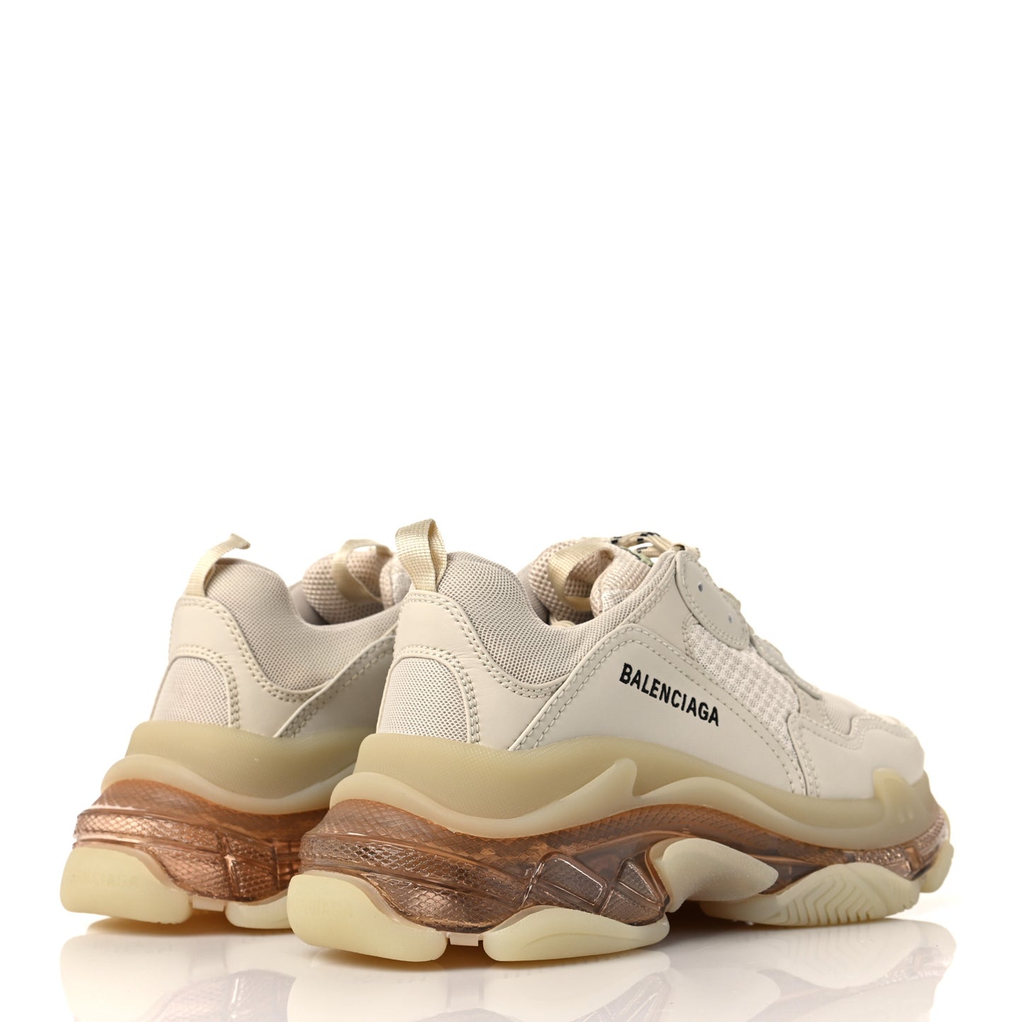 Fabric Mesh Clear Sole Womens Triple S Sneakers 39 Beige