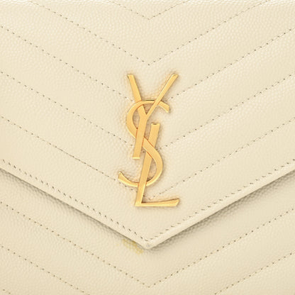 Saint Laurent Grain De Poudre Matelasse Chevron Cassandre Envelope Chain Wallet Nude Powder 8 of 14